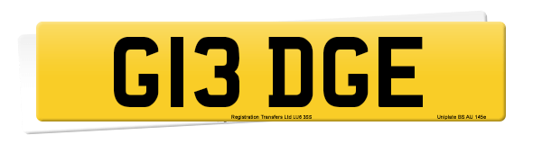 Registration number G13 DGE